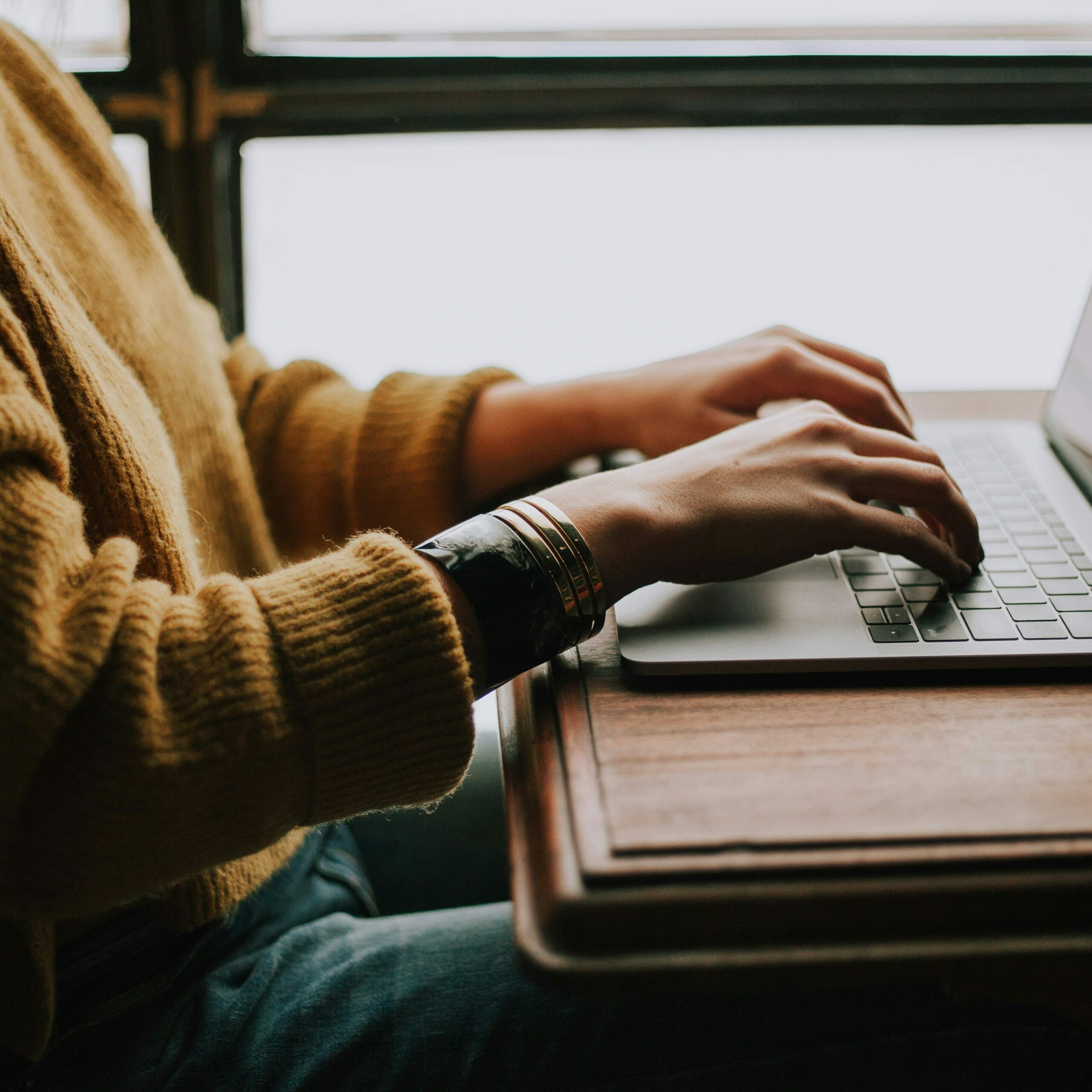 Un biographe qui écrit sur l'ordinateur Une femme écrit sur un ordinateur portable. Cela représente la phase de l'écriture du livre biographique.