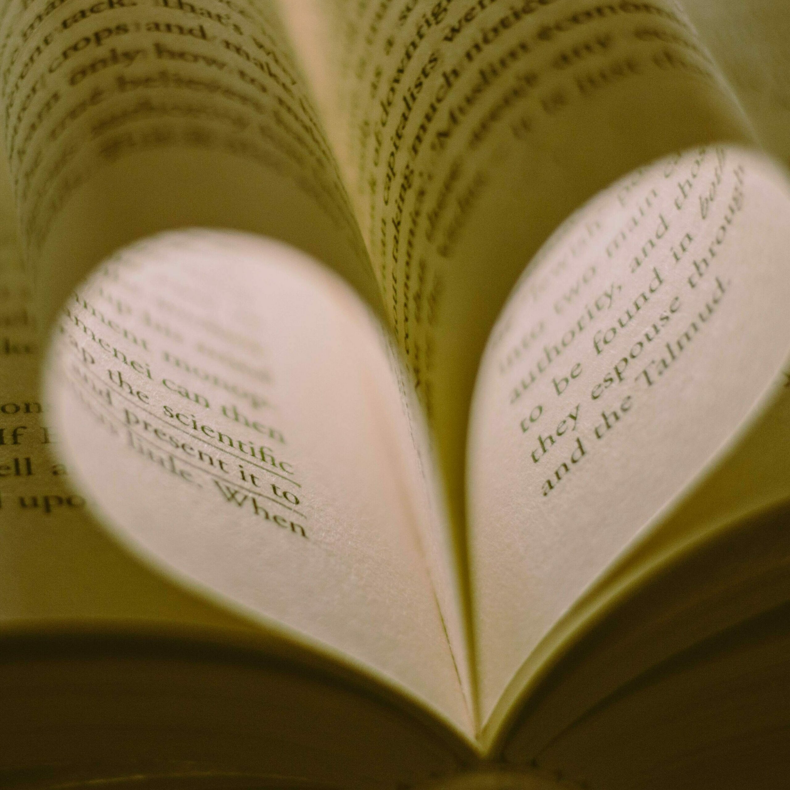 livre plié en forme de coeur pour illustrer le fait de pouvoir écrire une lettre d'amour.